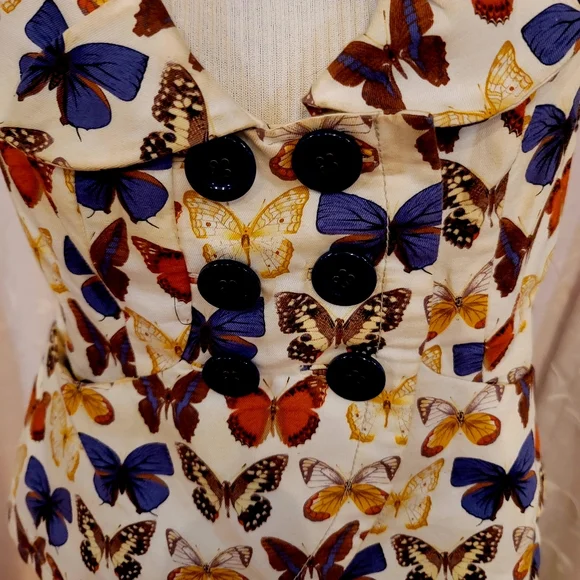 Anthropologie Elevenses Butterfly cap sleeve blazer jacket buttonup cardigan top - Picture 2 of 11